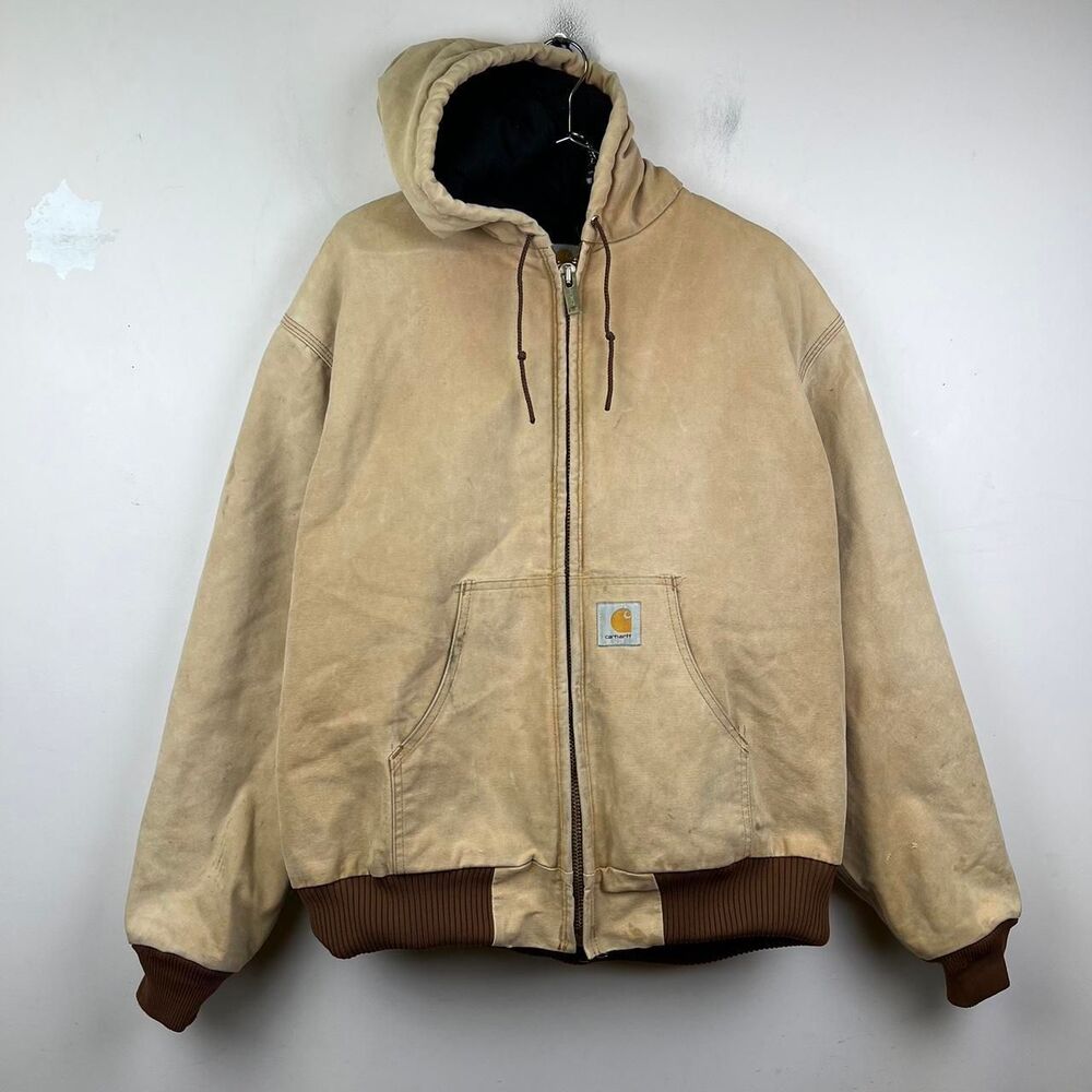 Vintage Carhartt J04 BRN men's canvas bomber jacket size 2XL